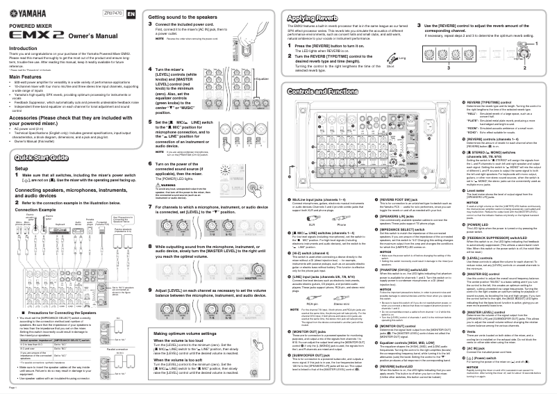 Page n°1 - Manuel utilisateur Yamaha EMX2