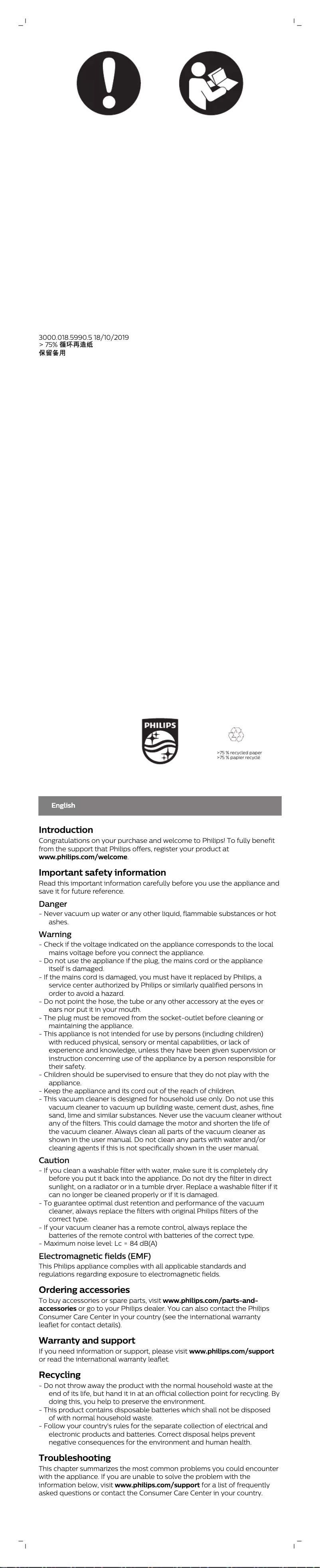 Página 1 del manual Folleto Philips PowerPro Active FC8632