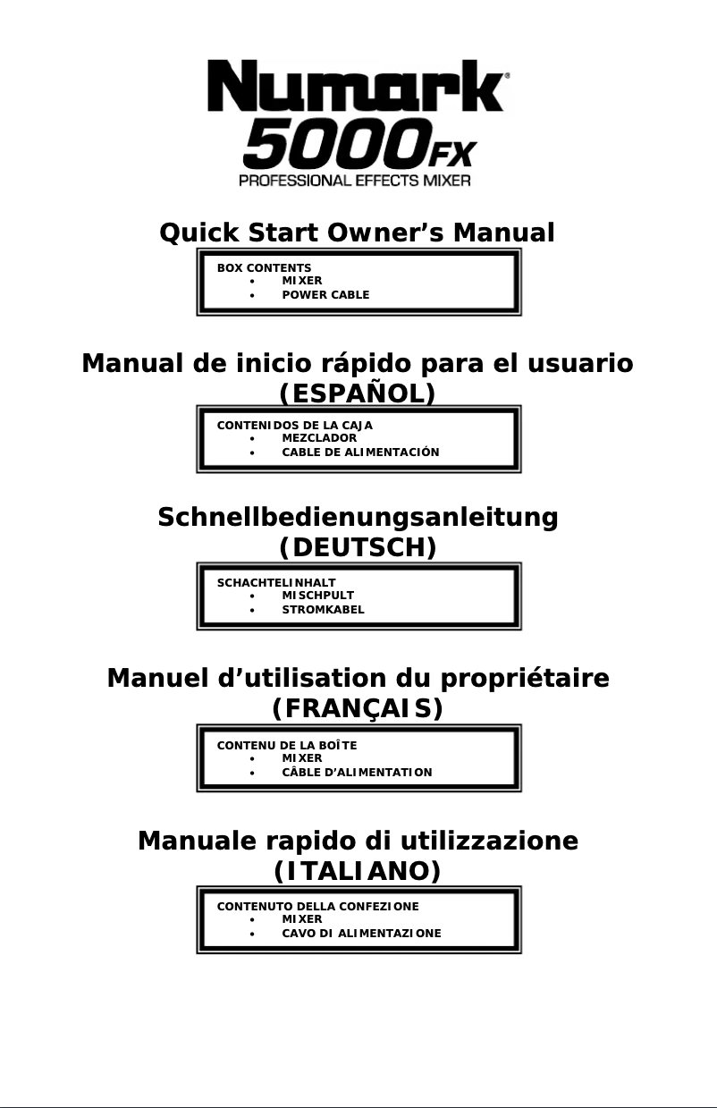 Page 1 de la notice Manuel utilisateur Numark 5000FX