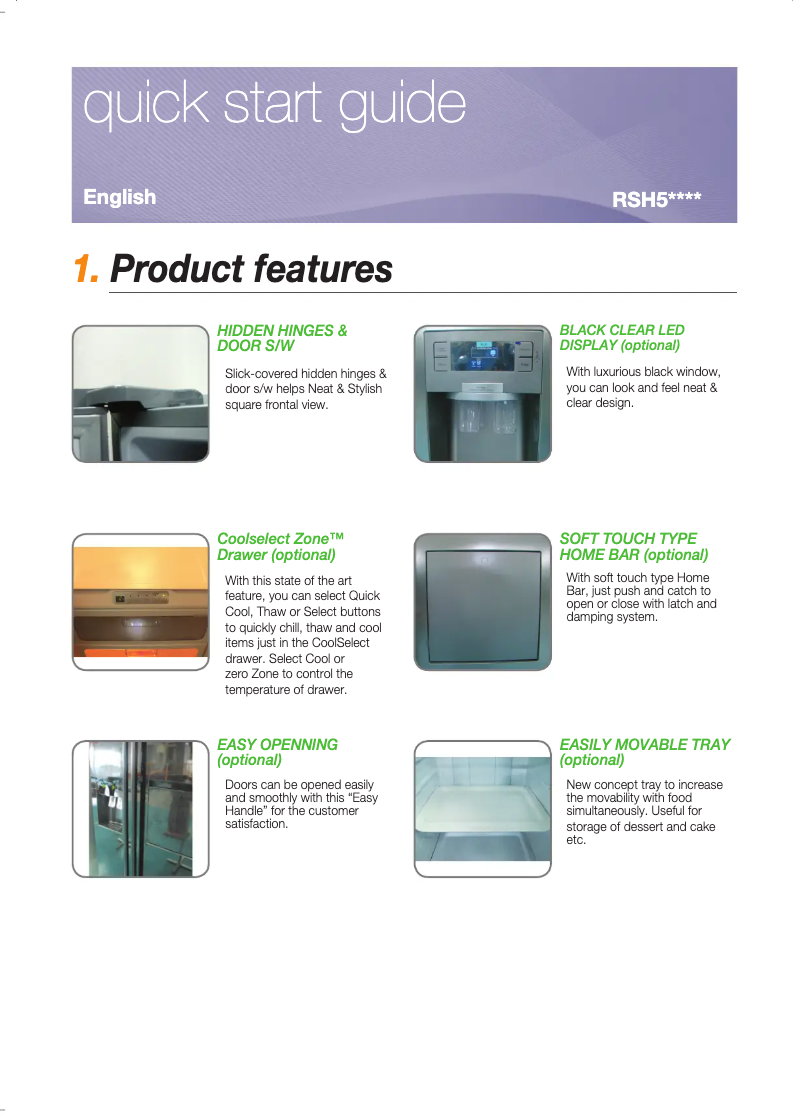 Page 1 de la notice Guide de démarrage rapide Samsung RSH5ZLMR