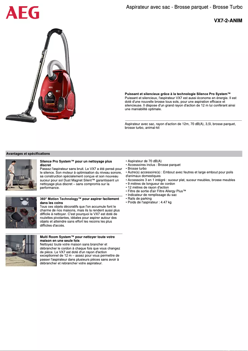 Page n°1 - Manuel utilisateur AEG VX7-2-ANIM