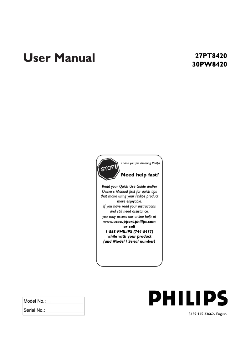 Page n°1 - Manuel utilisateur Philips 27PT8420
