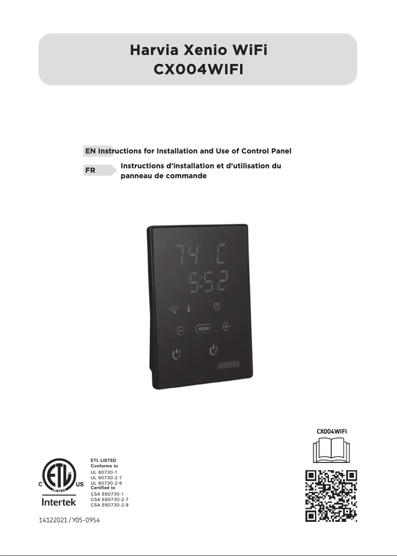 Page n°1 - Manuel utilisateur Harvia Xenio CX004WIFI