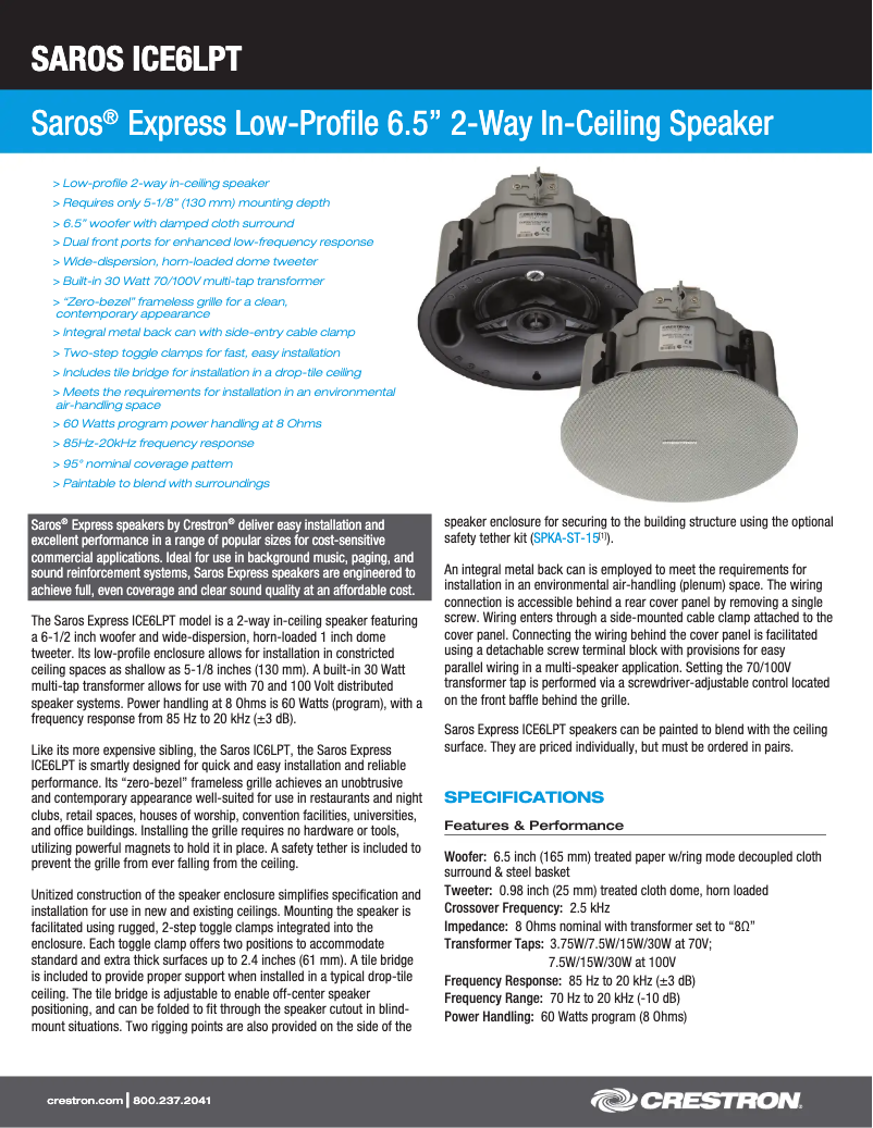 Image de la première page du manuel de l'appareil Saros ICE6LPT-W-T-EACH