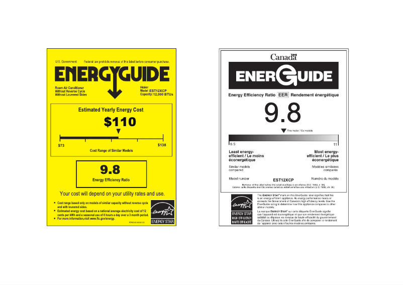 Page 1 de la notice Label énergétique Haier EST12XCP