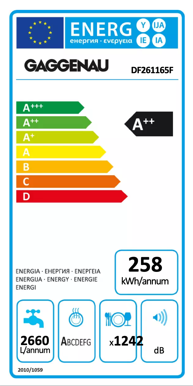 Page n°1 - Label énergétique Gaggenau DF261165F