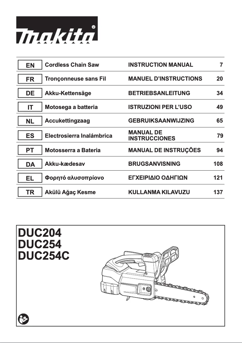 Page n°1 - Manuel utilisateur Dolmar DUC254