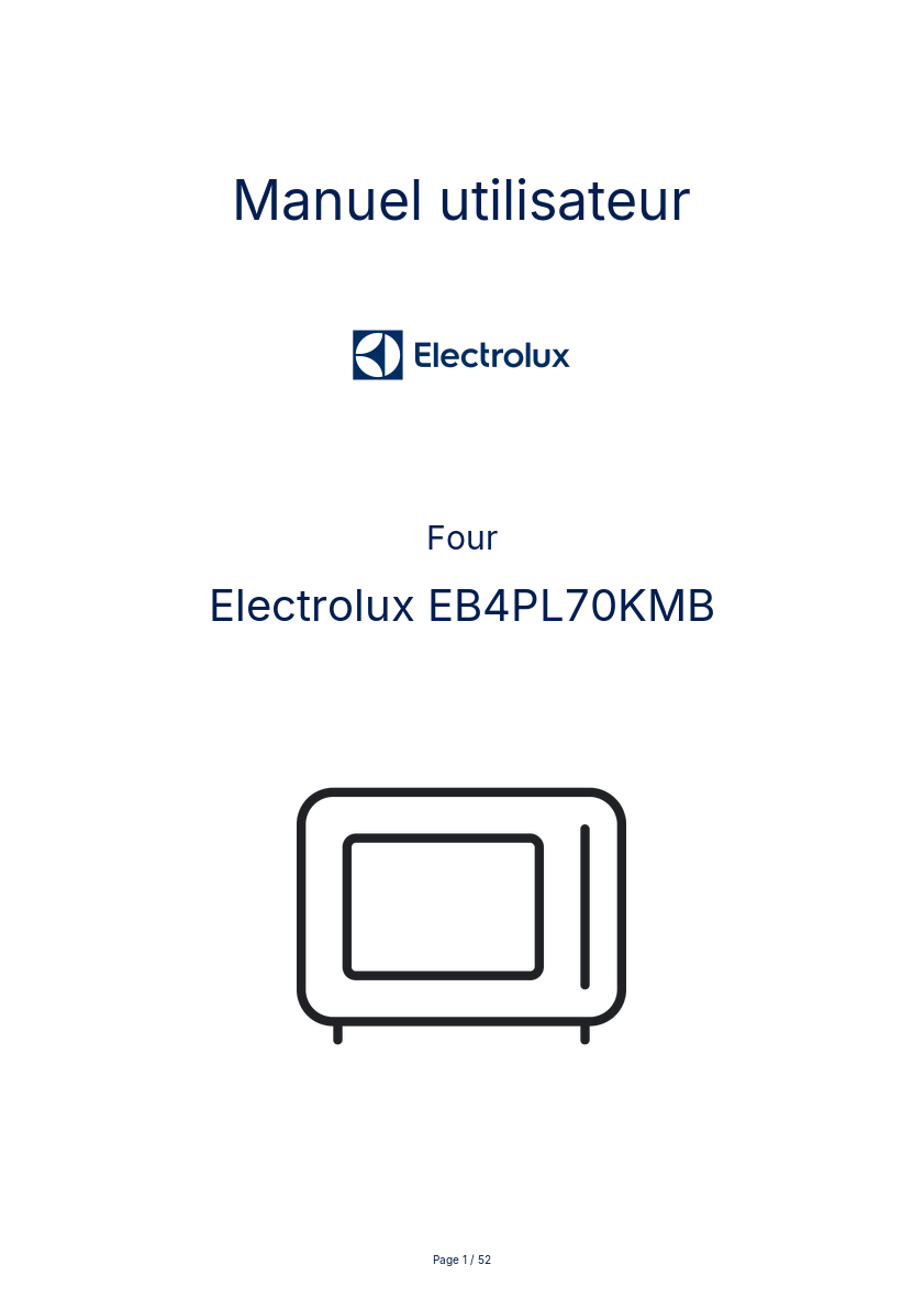 Page n°1 - Manuel utilisateur Electrolux EB4PL70KMB