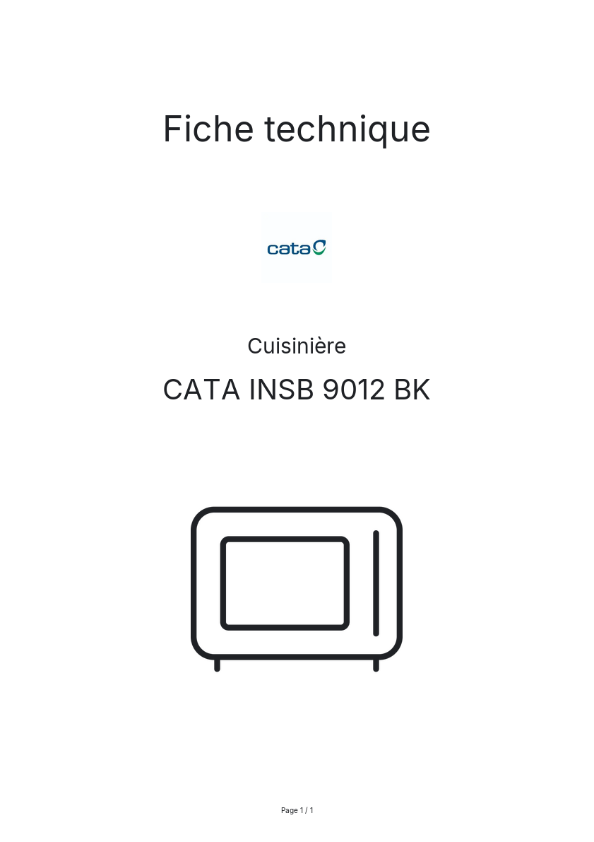 Page n°1 - Fiche technique CATA INSB 9012 BK