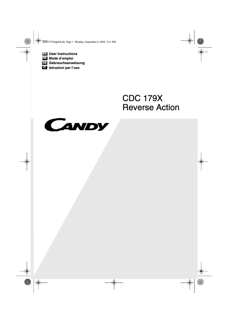 Page n°1 - Manuel utilisateur Candy CDC 179X-88
