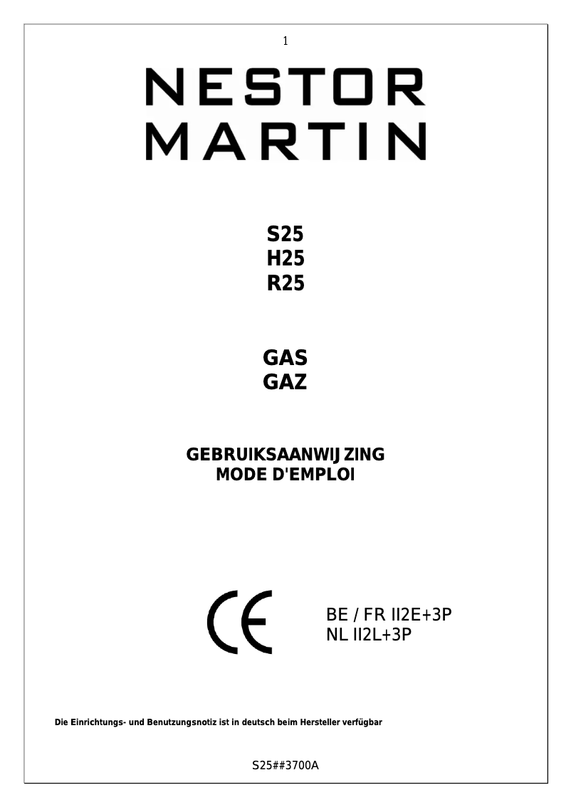 Page 1 de la notice Manuel utilisateur Nestor Martin H25