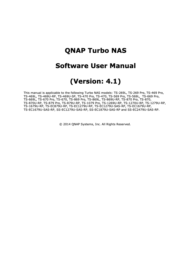Page 1 de la notice Manuel utilisateur QNAP TVS-871U-RP-PT-4G