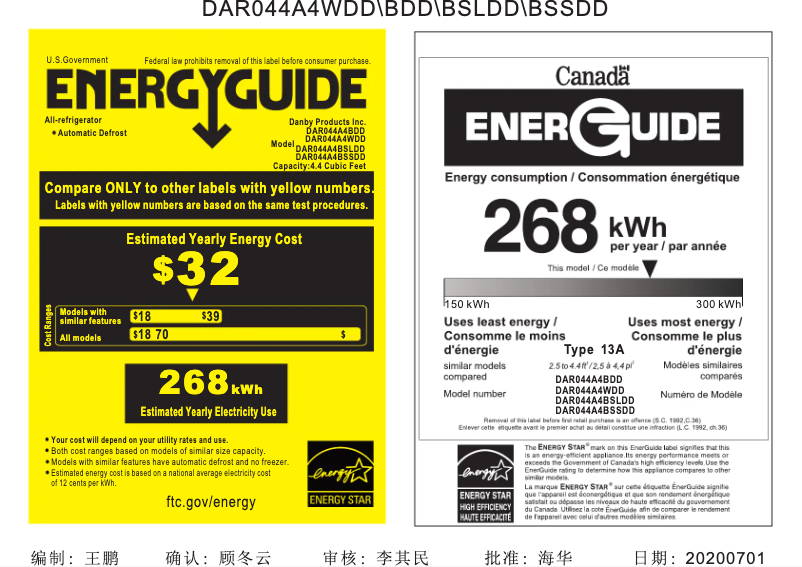 Página 1 del manual Etiqueta energética Danby DAR044A4WDD