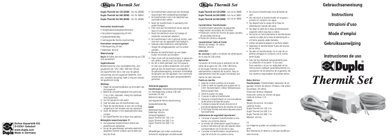Page n°1 - Manuel utilisateur Dupla Thermik Set