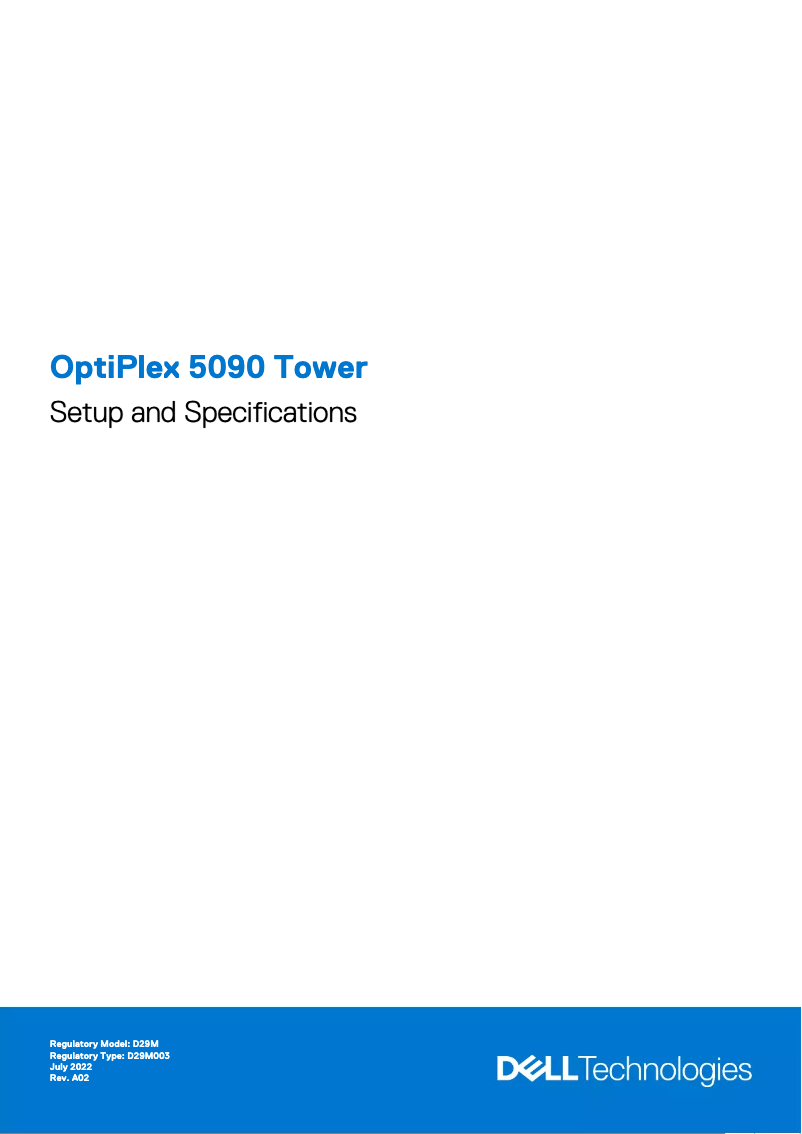 Page 1 de la notice Guide d'installation Dell OptiPlex 5090 Tower