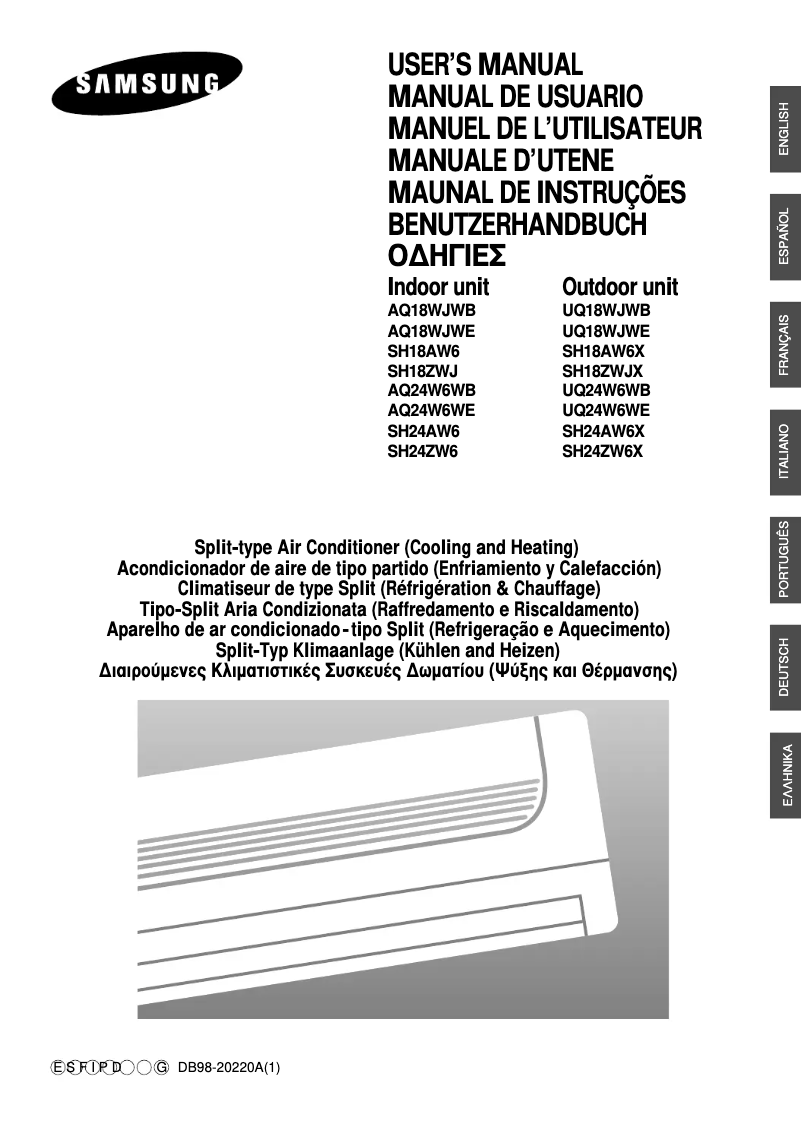Page n°1 - Manuel utilisateur Samsung IAQ18WJWE6