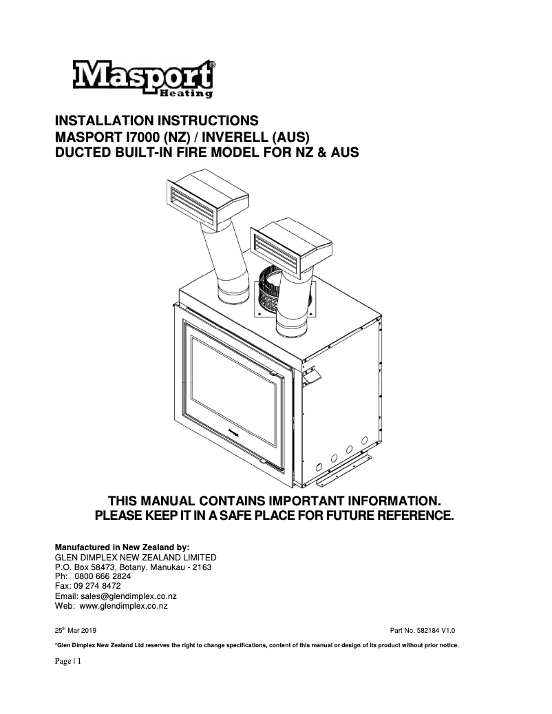 Página 1 del manual Manual de usuario Masport Inverell