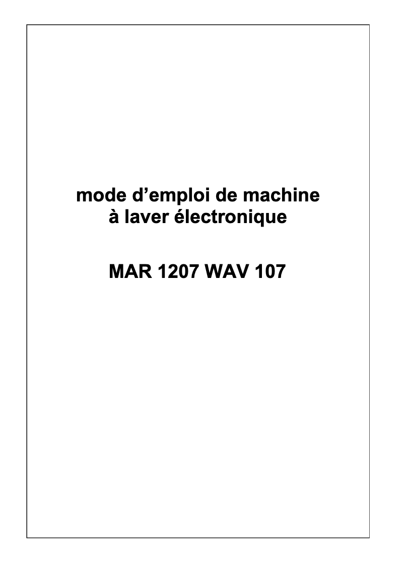 Page 1 de la notice Manuel utilisateur Bellavita MAR 1207 WAV 107