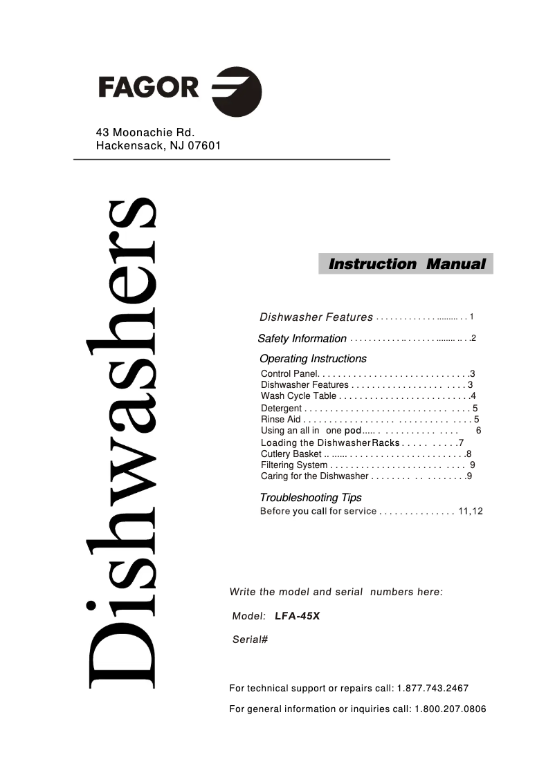 Image de la première page du manuel de l'appareil LFA-45X