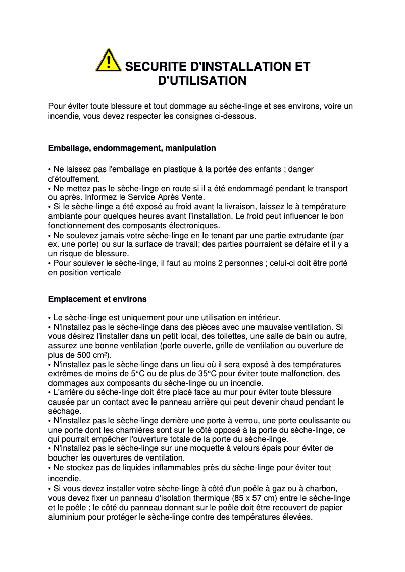Page n°1 - Manuel utilisateur Whirlpool AZA-HP 7671