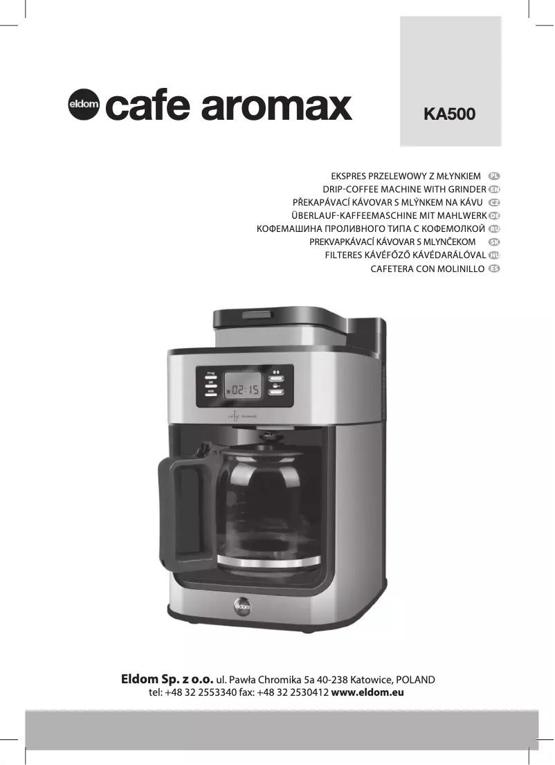 Image de la première page du manuel de l'appareil Cafe Aromax KA500