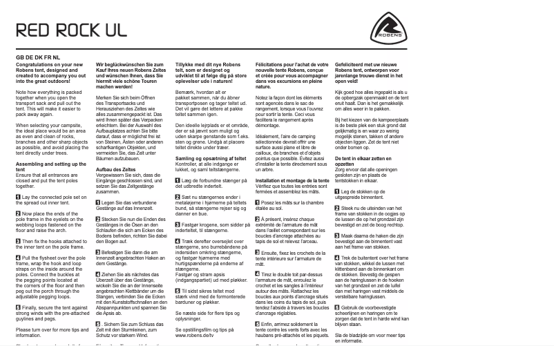 Page n°1 - Manuel utilisateur Robens Red Rock UL