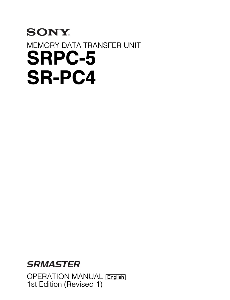 Page n°1 - Manuel utilisateur Sony SRPC-5
