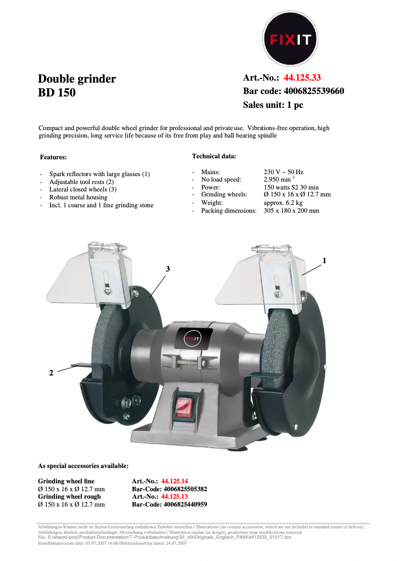 Image de la première page du manuel de l'appareil BD 150