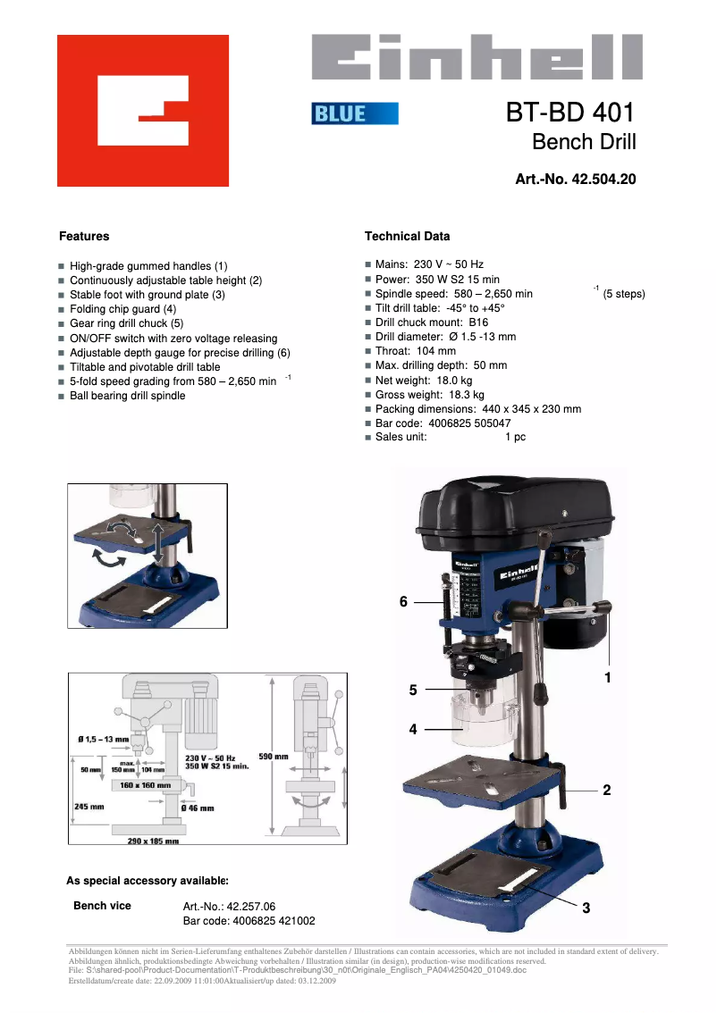 Image de la première page du manuel de l'appareil BT-BD 401