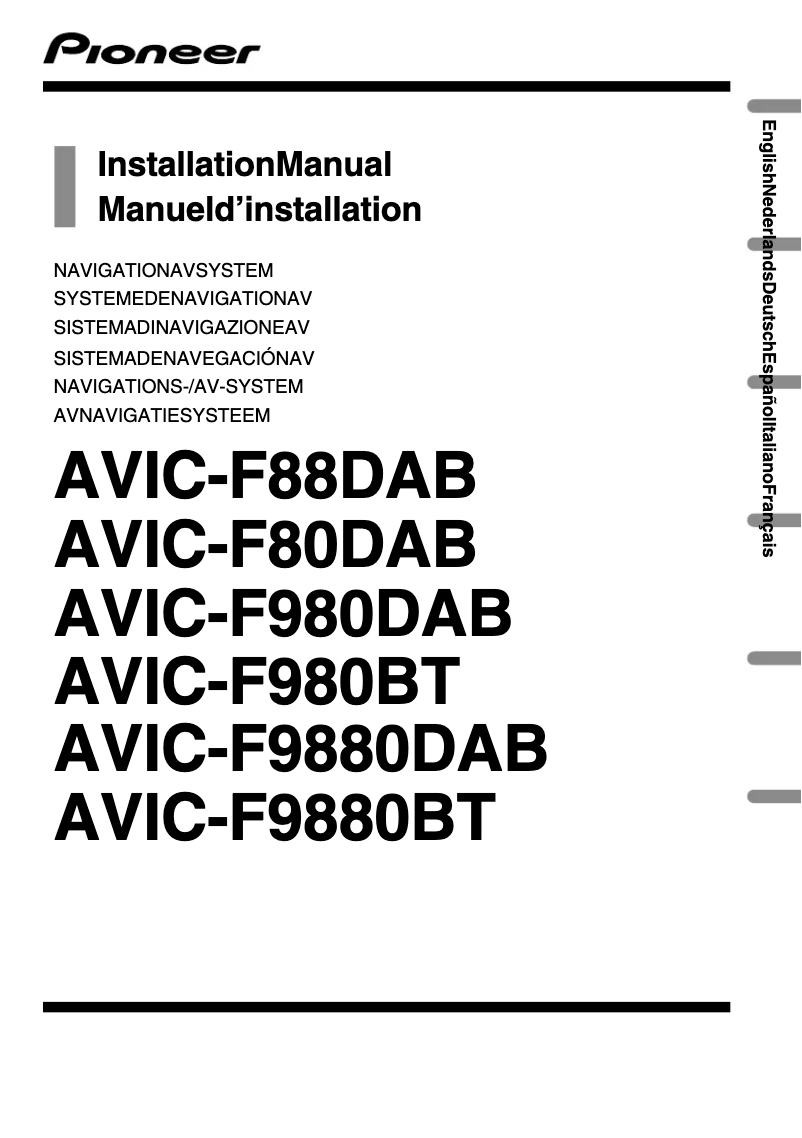 Imagen de la primera página del manual del dispositivo AVIC-F88DAB