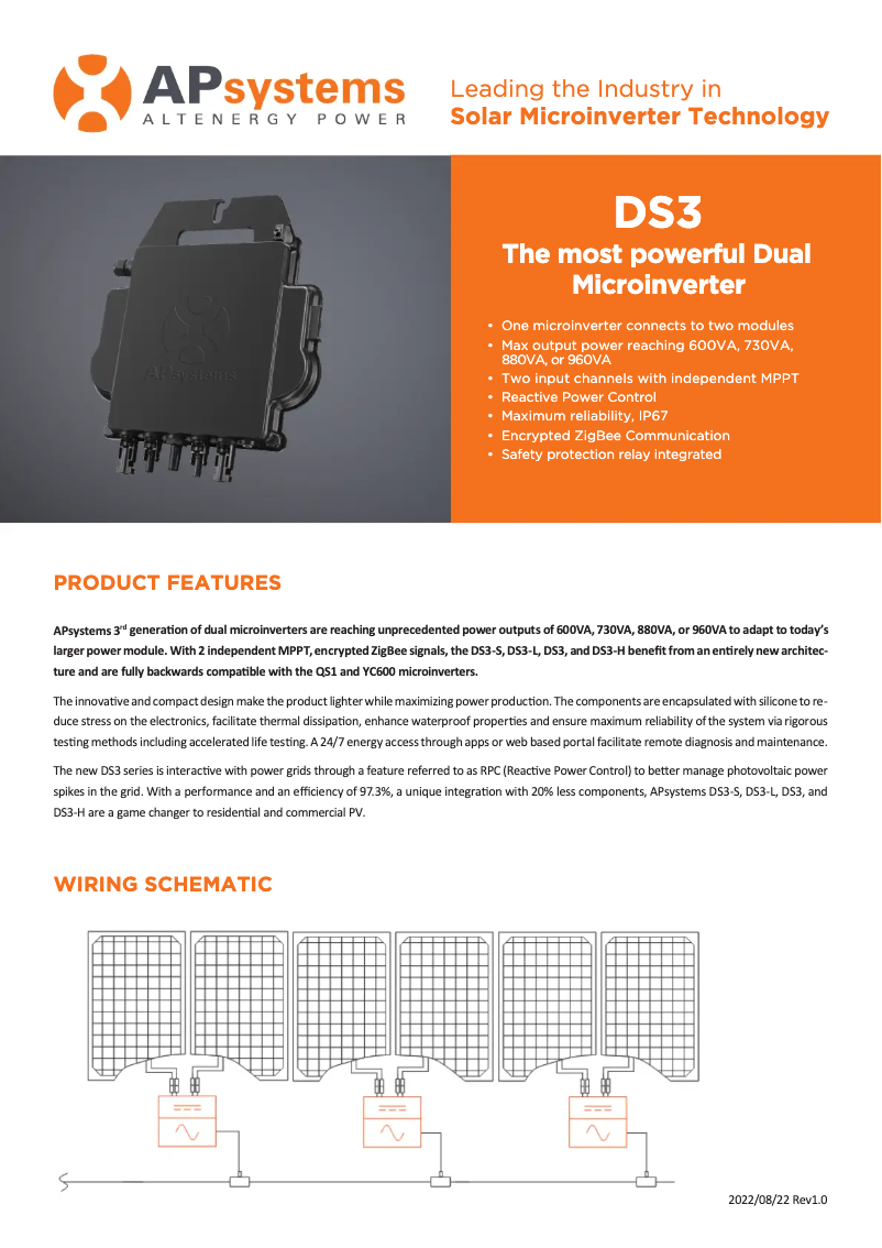 Page 1 de la notice Fiche technique APsystems DS3-L