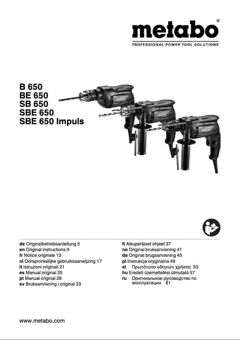 Page n°1 - Manuel utilisateur Metabo SBE 650 Mobile