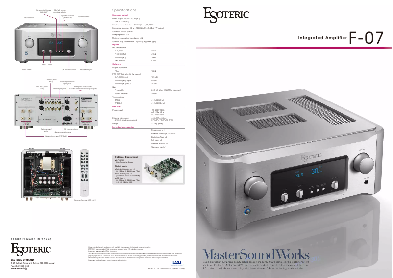 Image de la première page du manuel de l'appareil F-07
