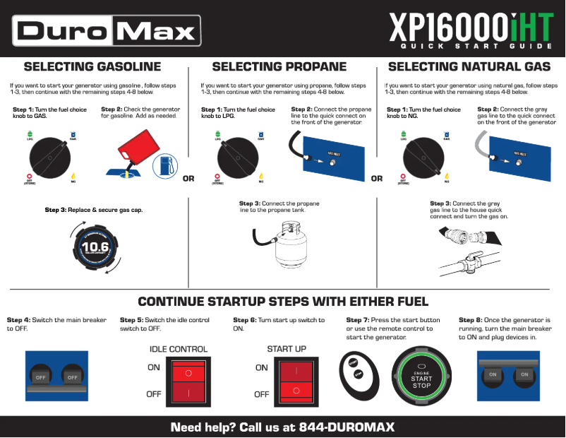 Page n°1 - Guide de démarrage rapide DuroMax XP16000iHT