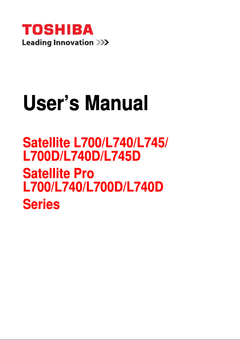 Page n°1 - Manuel utilisateur Toshiba Satellite L740