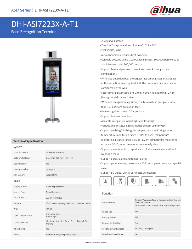 Page n°1 - Fiche technique Dahua Technology ASI7223X-A-T1