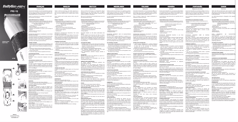 Page 1 de la notice Manuel utilisateur BaByliss E971E