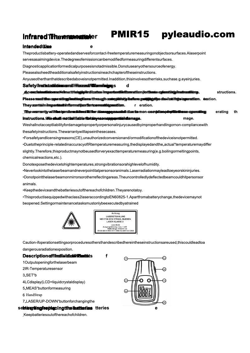 Image de la première page du manuel de l'appareil PMIR15