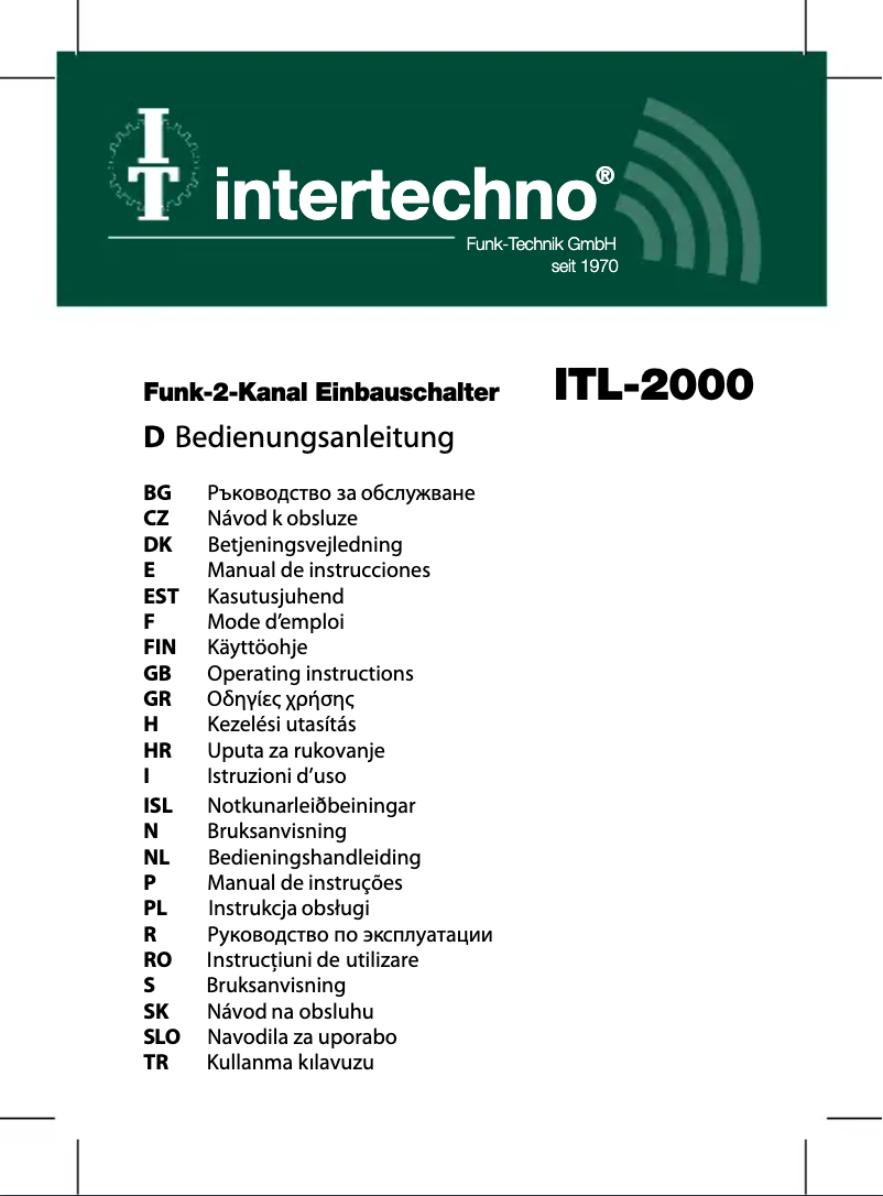 Page 1 de la notice Manuel utilisateur Intertechno ITL-2000