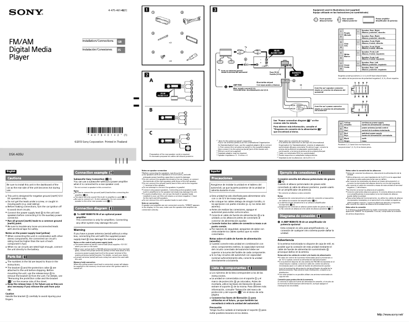 Página 1 del manual Guía de instalación Sony DSX-A35U