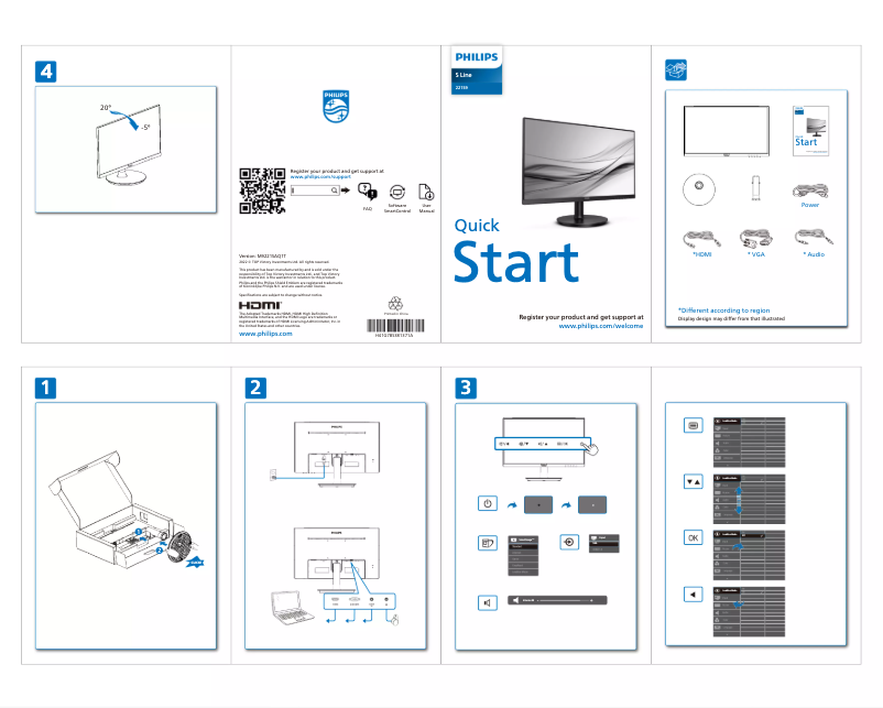 Page n°1 - Guide de démarrage rapide Philips 221S9A