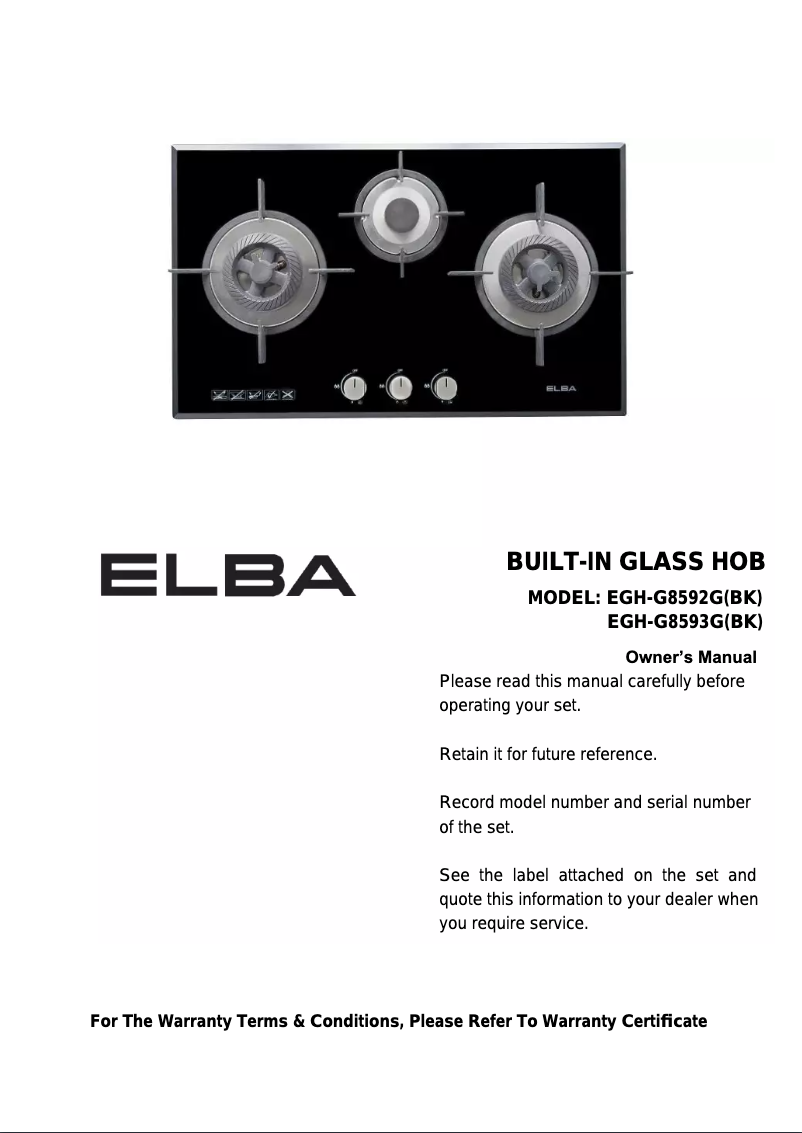 Page n°1 - Manuel utilisateur Elba EGH-G8592G(BK)