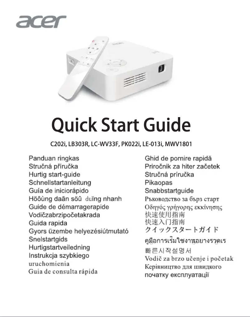 Página 1 del manual Guía de inicio rápido Acer C202i