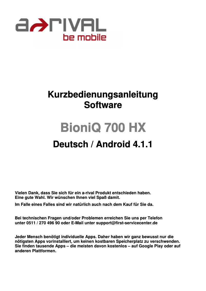 Página 1 del manual Manual de usuario A-Rival BioniQ 700 HX