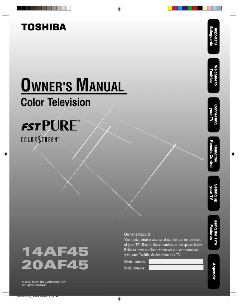 Page n°1 - Manuel utilisateur Toshiba 20AF45