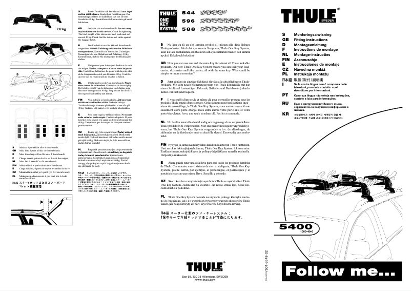 Page n°1 - Manuel utilisateur Thule Cradle Quickgrip 5400