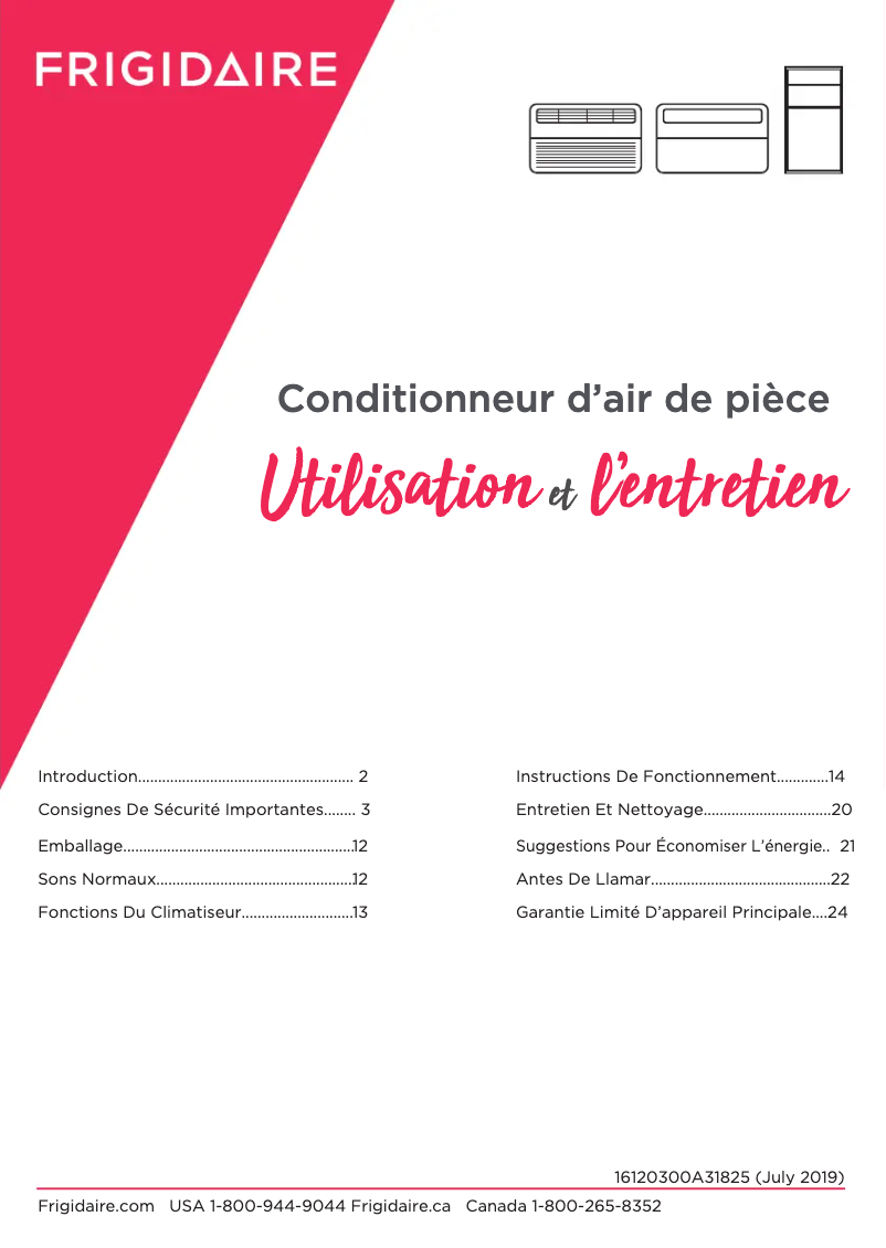 Page n°1 - Manuel utilisateur Frigidaire FHWC064TE1