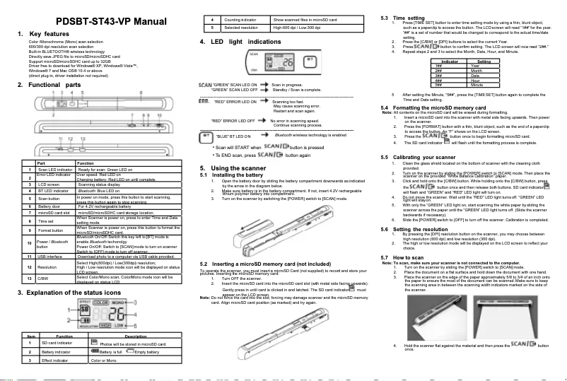Page 1 de la notice Manuel utilisateur Vupoint Solutions PDSBT-ST43-VP