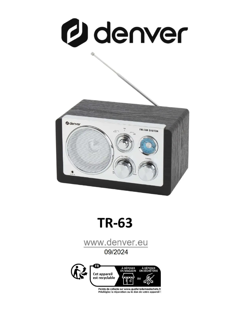 Página 1 del manual Manual de usuario Denver TR-63