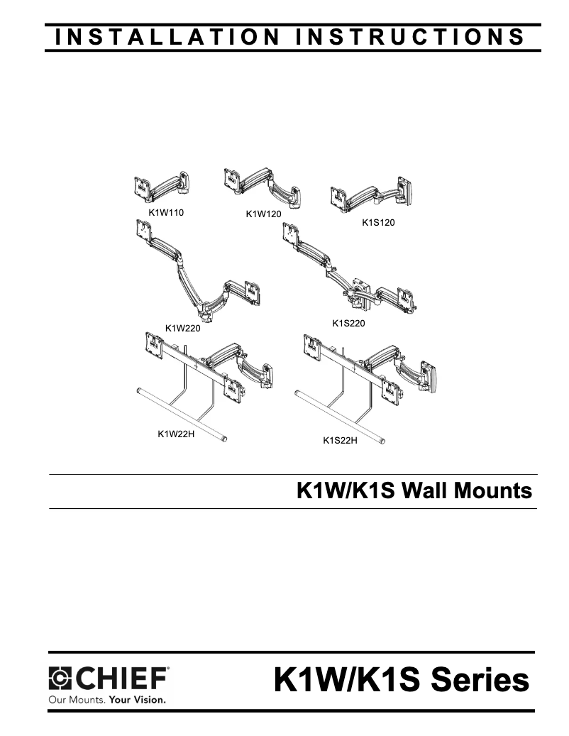 Page n°1 - Manuel utilisateur Chief Kontour K1W110
